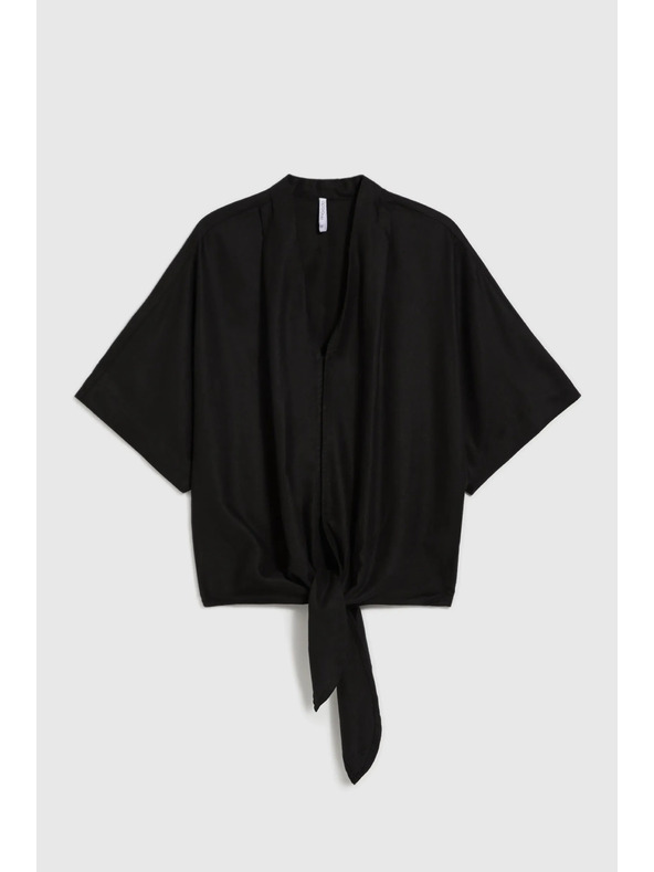 Moodo Dámsky čierny top so zaväzovaním