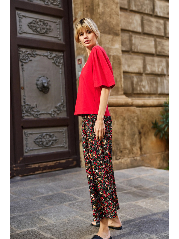 Moodo Červená blúzka so širokými rukávmi