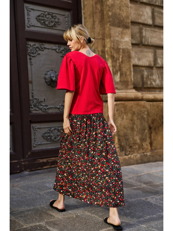 Moodo Červená blúzka so širokými rukávmi