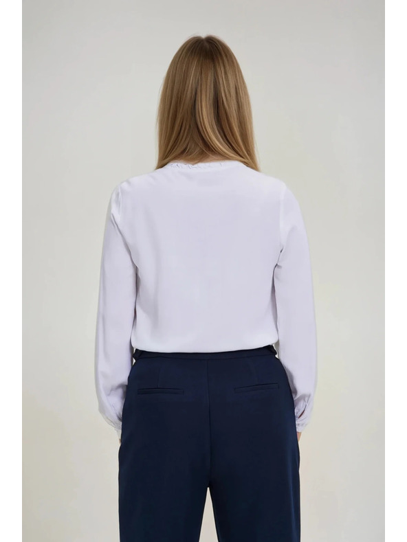 Moodo Dámska biela blúzka so stojačikom Moodo