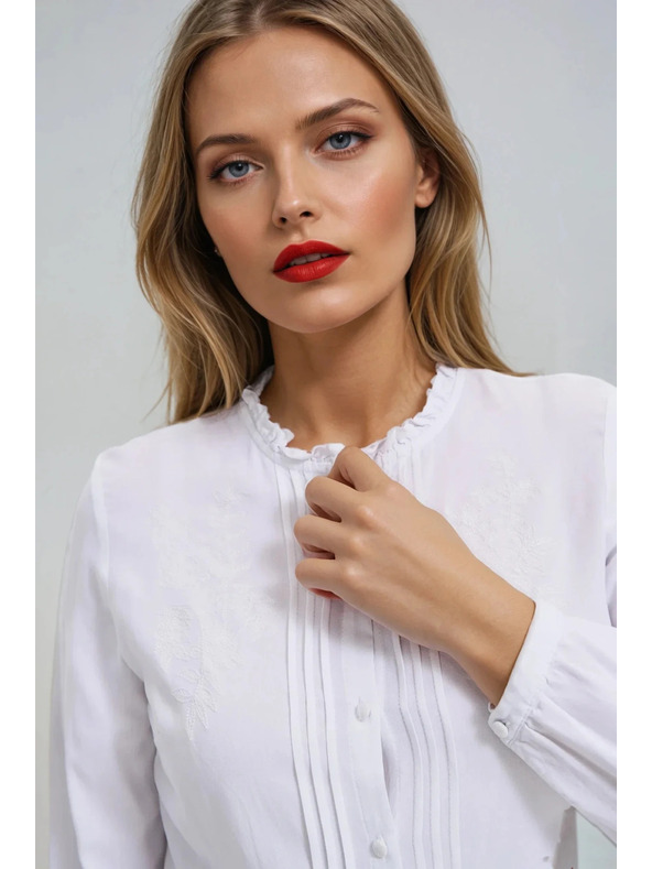 Moodo Dámska biela blúzka so stojačikom Moodo