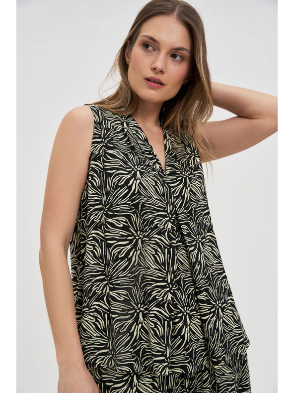 Moodo Čiernobiela blúzka bez rukávov