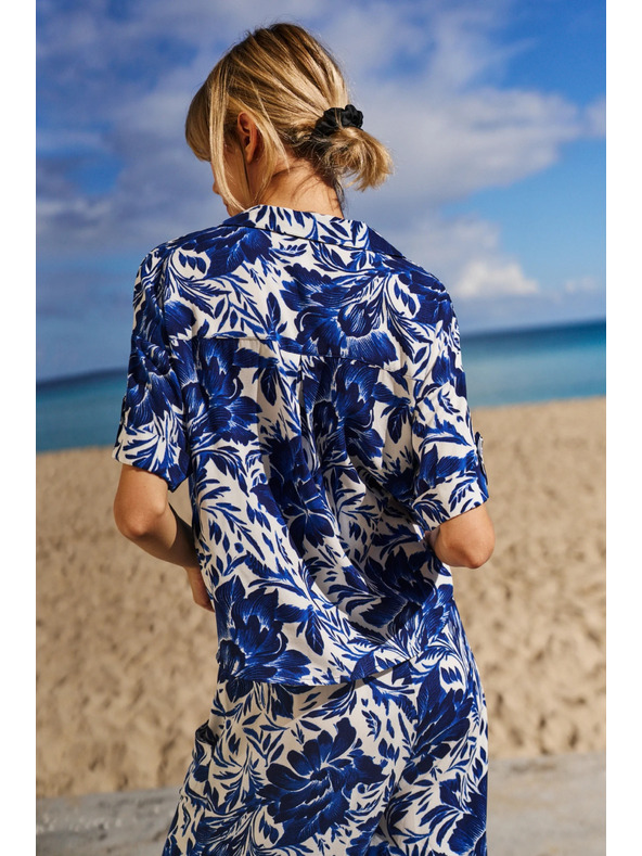 Moodo Modrobiele vzorované tričko