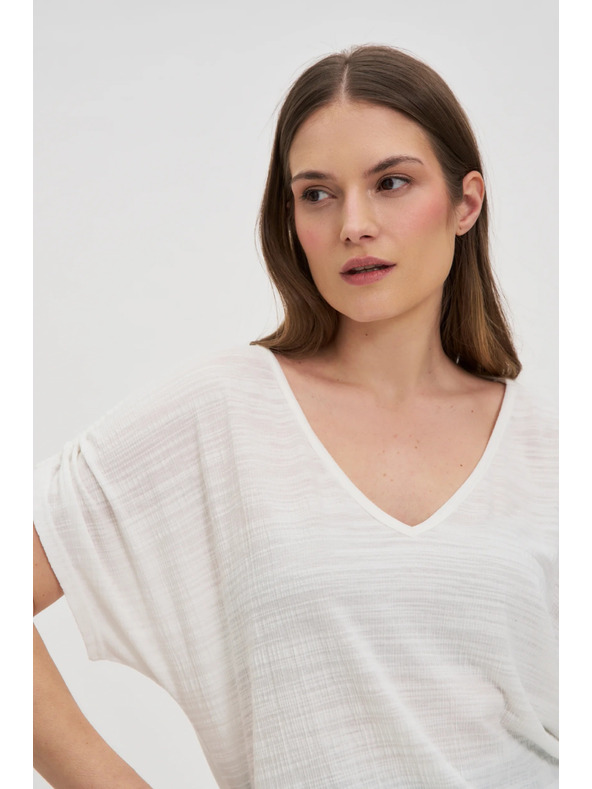 Moodo Biely top so sťahovaním na rukávoch