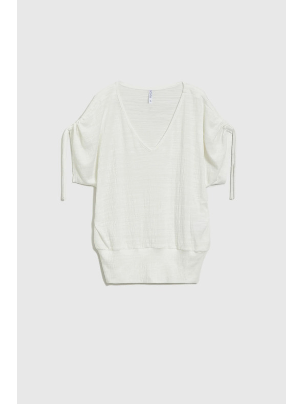 Moodo Biely top so sťahovaním na rukávoch