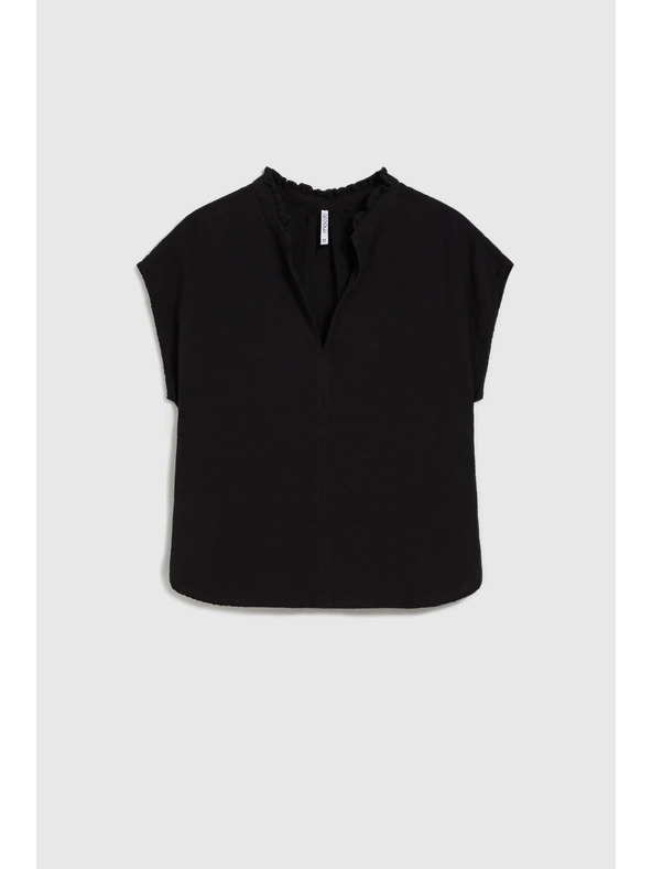 Moodo Čierna bavlnená voľná blúzka