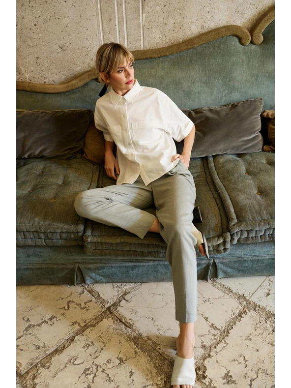 Moodo Biela blúzka s krátkym rukávom