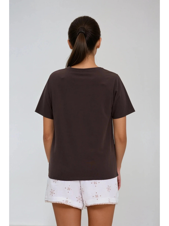 Moodo Dámsky hnedý top s madeira lemom