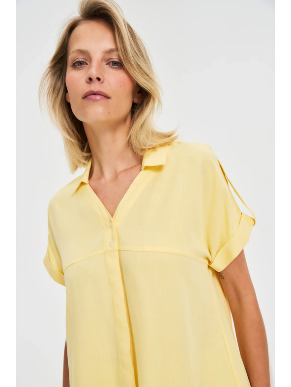 Moodo Máslovo žltá blúzka s krátkym rukávom