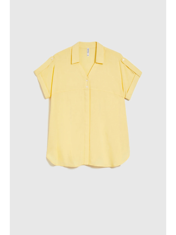 Moodo Máslovo žltá blúzka s krátkym rukávom