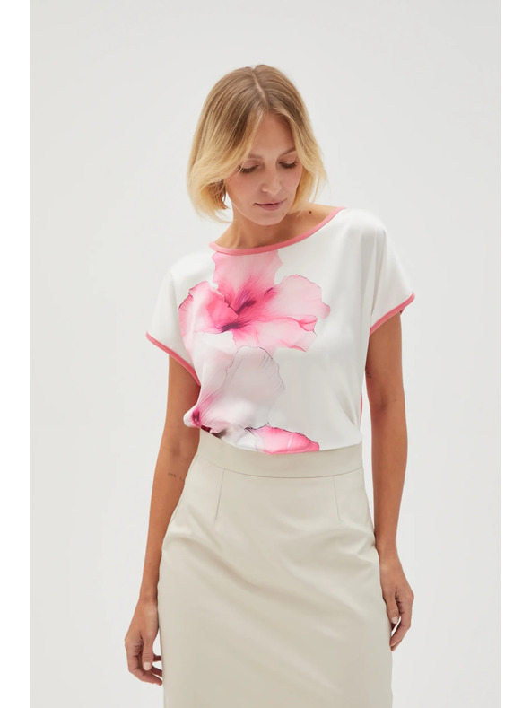 Moodo Dámska biela blúzka s kvetinami