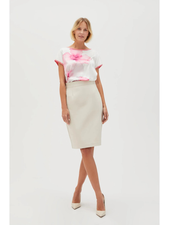 Moodo Dámska biela blúzka s kvetinami