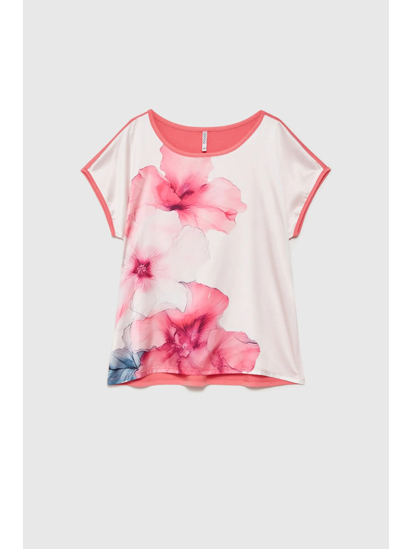 Moodo Dámska biela blúzka s kvetinami