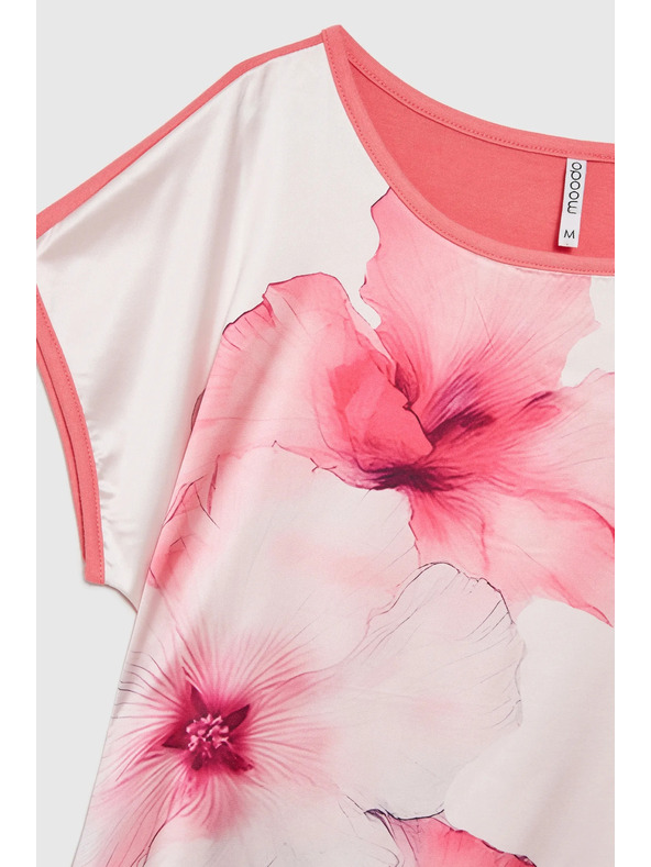 Moodo Dámska biela blúzka s kvetinami