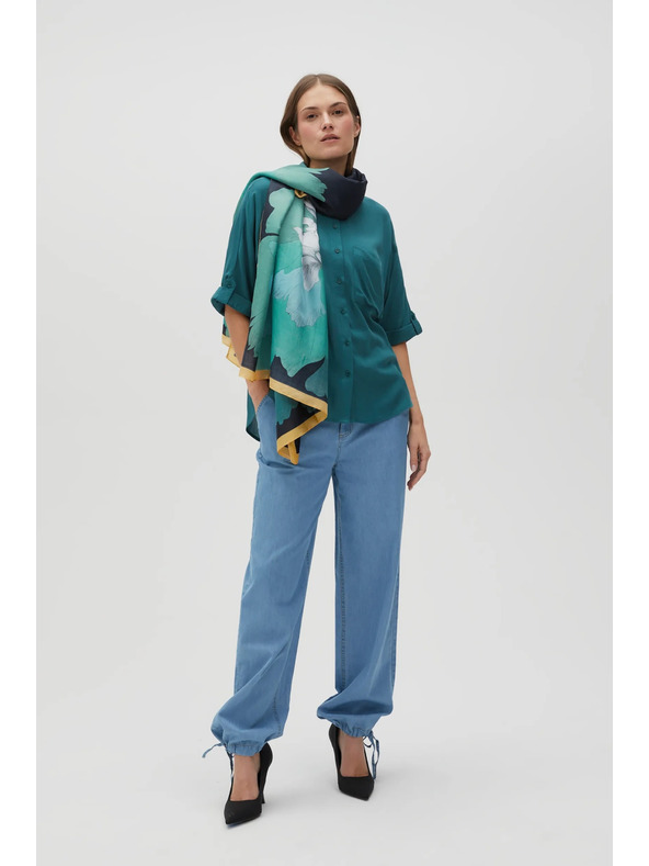 Moodo Zelená košeľa s voliteľnou dĺžkou rukávov