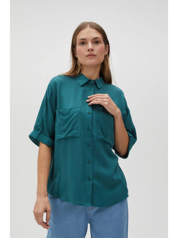 Moodo Zelená košeľa s voliteľnou dĺžkou rukávov