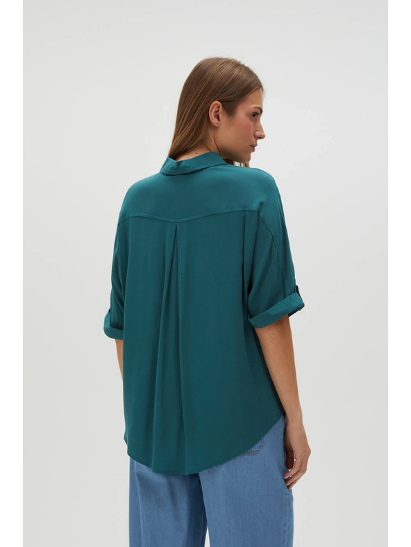 Moodo Zelená košeľa s voliteľnou dĺžkou rukávov