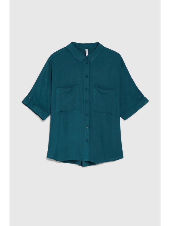 Moodo Zelená košeľa s voliteľnou dĺžkou rukávov