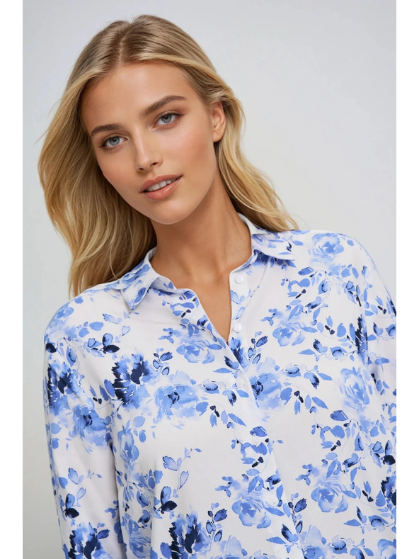 Moodo Svetlo modrá kvetovaná košeľa Moodo