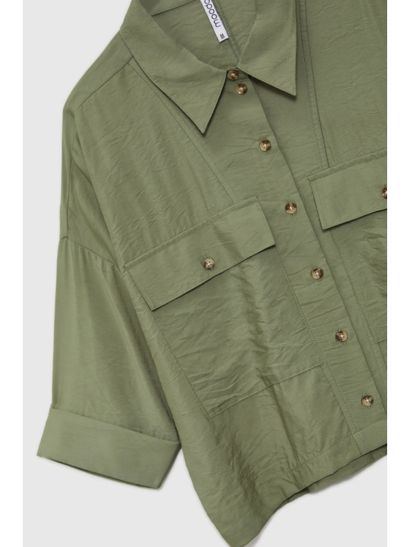 Moodo Khaki voľná košeľa s krátkym rukávom