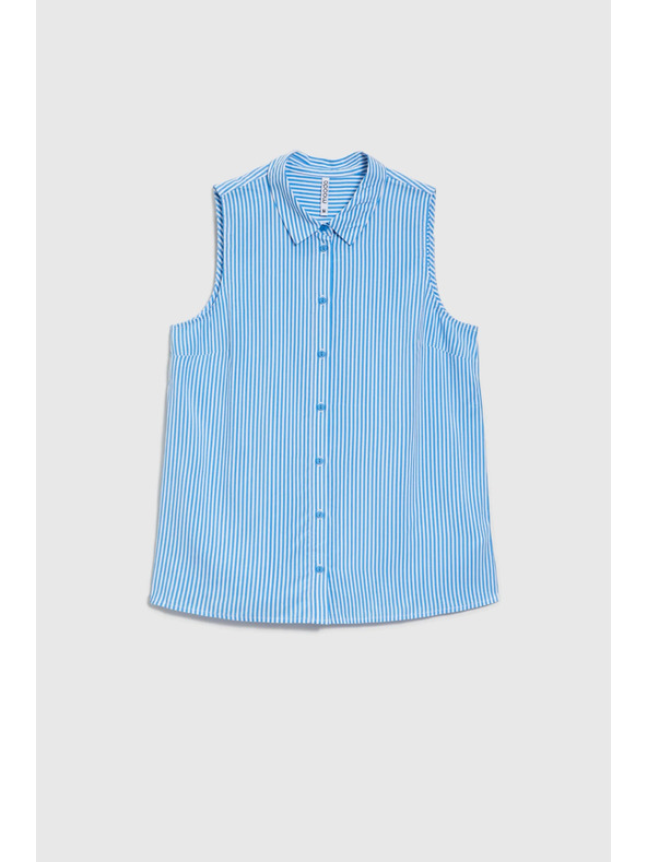 Moodo Modro-biela pruhovaná košeľa bez rukávov