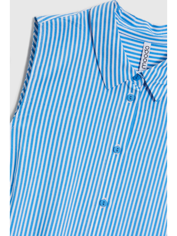 Moodo Modro-biela pruhovaná košeľa bez rukávov