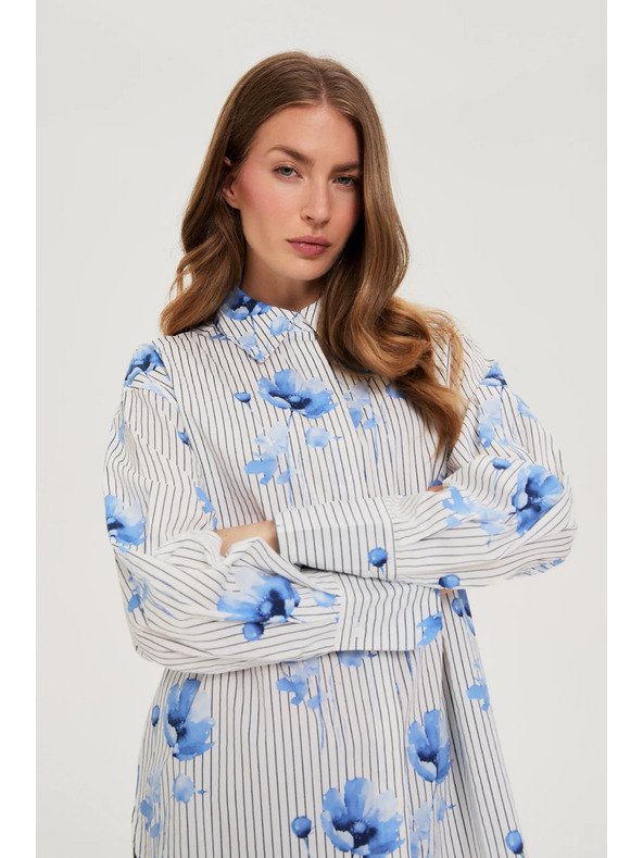 Moodo Dámska košeľa Moodo – biela/modrá