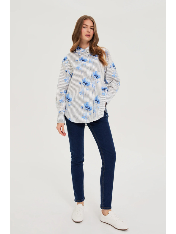 Moodo Dámska košeľa Moodo – biela/modrá