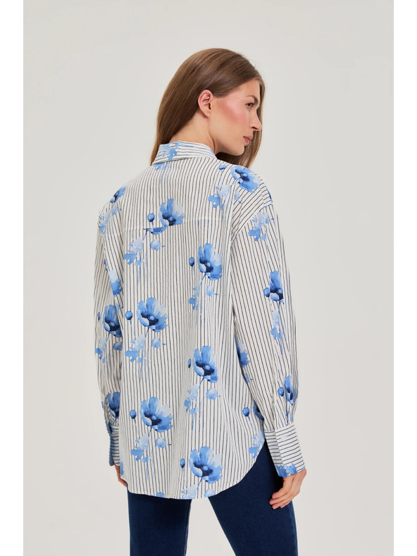 Moodo Dámska košeľa Moodo – biela/modrá