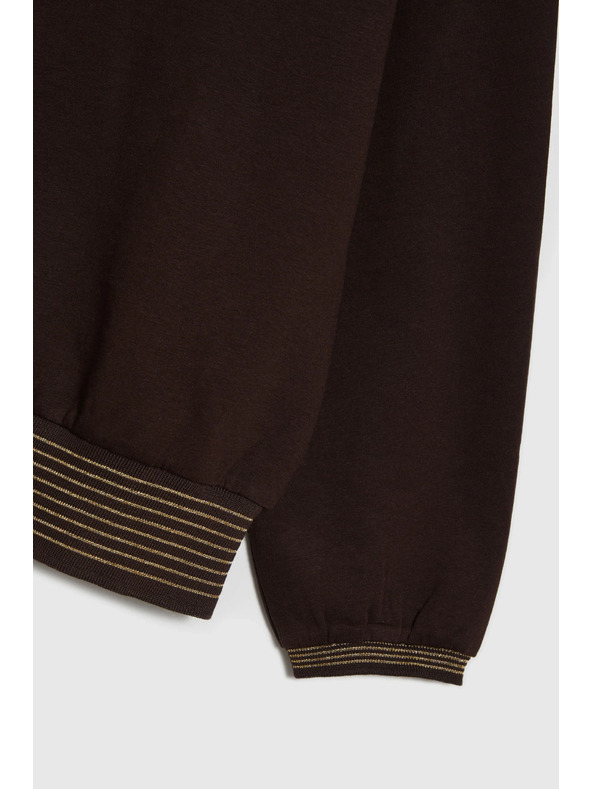 Moodo Hnedá mikina so zlatými detailami Moodo