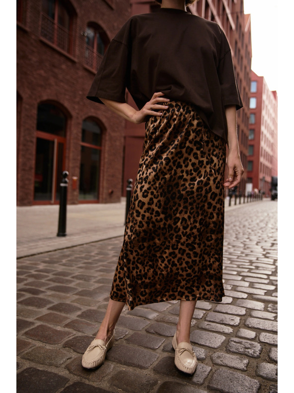 Moodo Dámska leopardia sukňa Moodo – hnedá