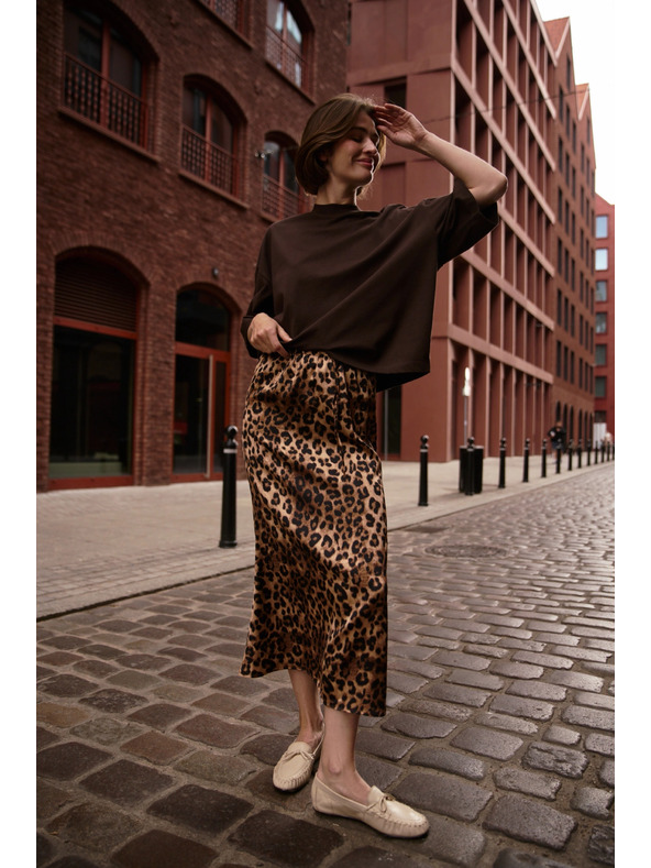 Moodo Dámska leopardia sukňa Moodo – hnedá