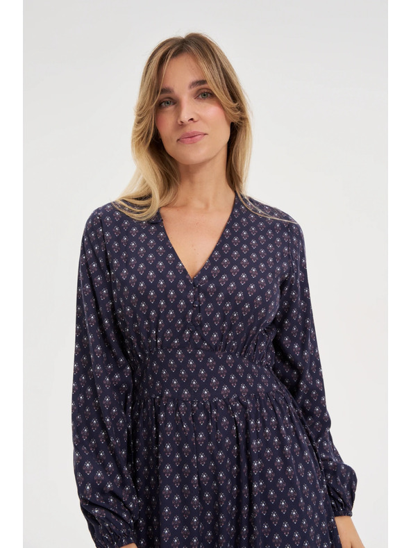 Moodo Dlhé modré šaty s dlhými rukávmi Moodo