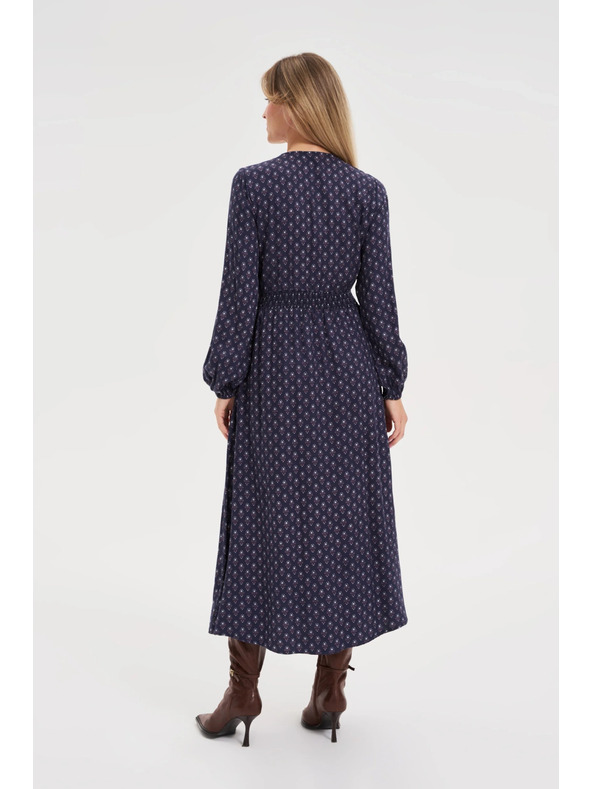 Moodo Dlhé modré šaty s dlhými rukávmi Moodo