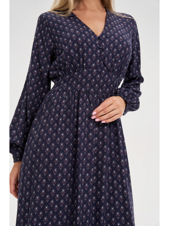 Moodo Dlhé modré šaty s dlhými rukávmi Moodo