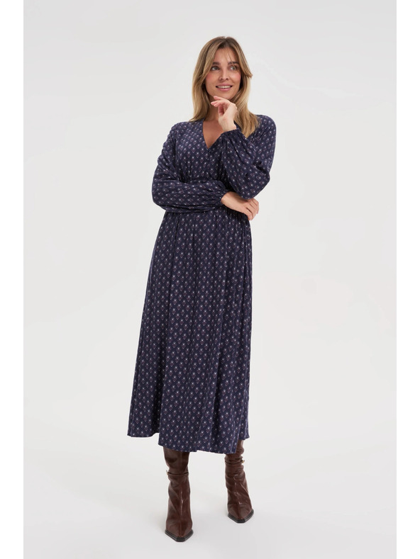 Moodo Dlhé modré šaty s dlhými rukávmi Moodo