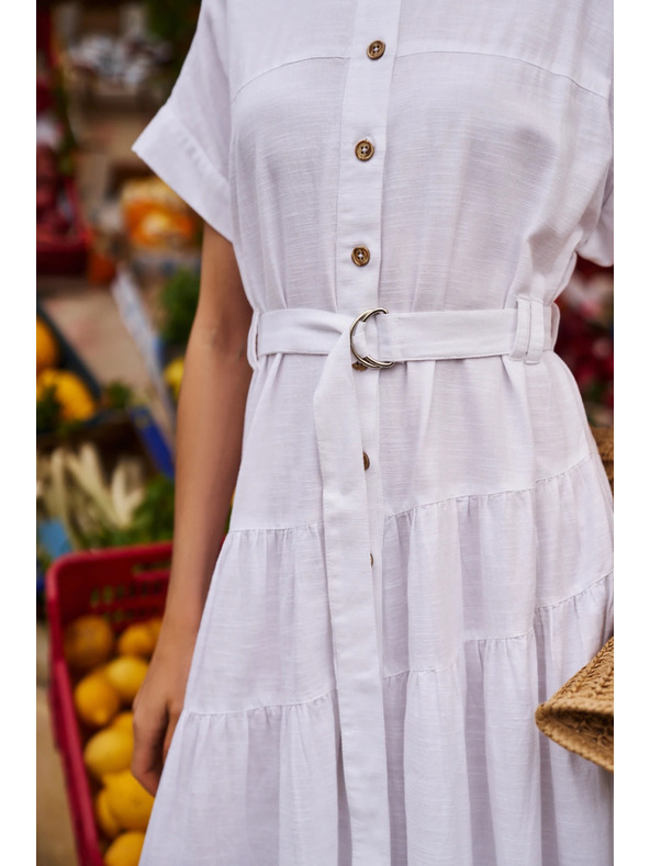 Moodo Dámske dlhé košeľové šaty Moodo - biele