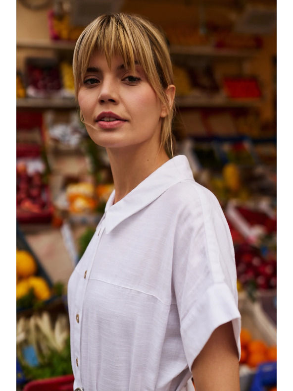 Moodo Dámske dlhé košeľové šaty Moodo - biele