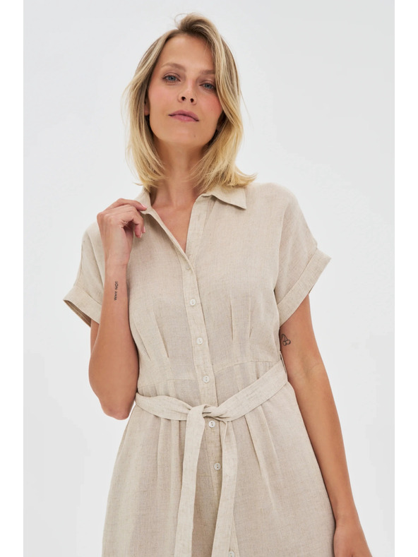 Moodo Dámske košeľové šaty Moodo - béžové