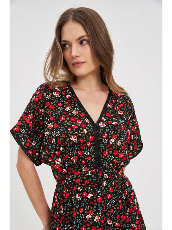 Moodo Dámske šaty Moodo červeno-čierne