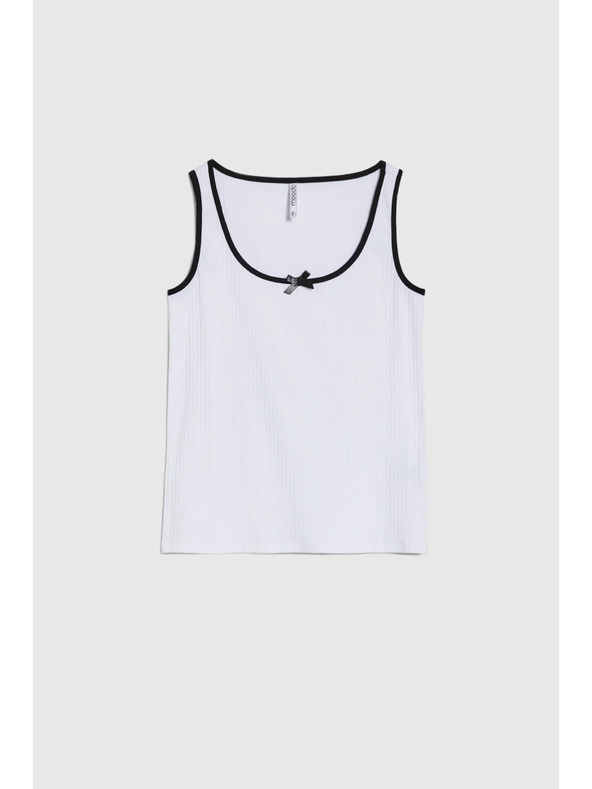 Moodo Dámske biele tielko s čiernym lemom