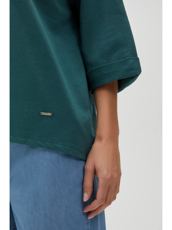 Moodo Zelená mikina s trojštvrťovým rukávom