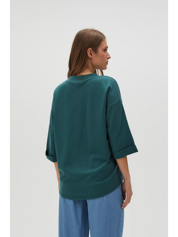 Moodo Zelená mikina s trojštvrťovým rukávom