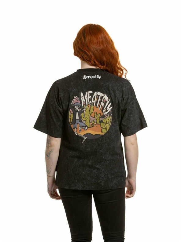 Meatfly Meatfly dámske tričko Vexey Black Skeleton (acid wash)