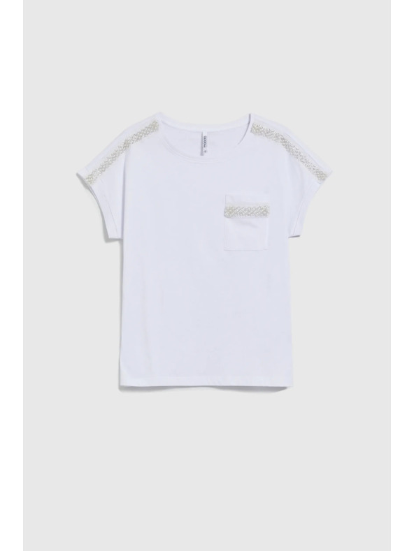 Moodo Dámske tričko so striebornou aplikáciou Moodo – biele