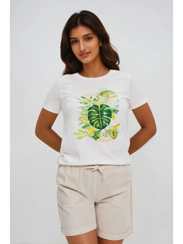 Moodo Dámske biele tričko s potlačou