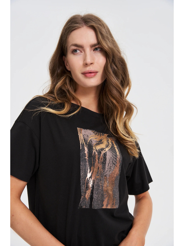 Moodo Dámske čierne tričko s potlačou