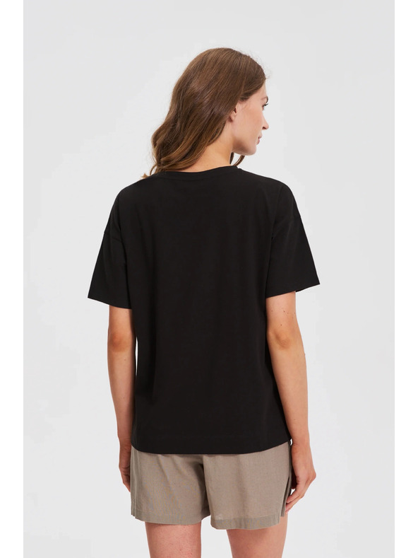 Moodo Dámske čierne tričko s potlačou