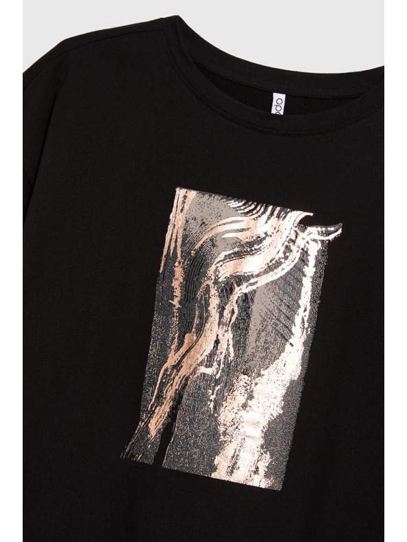 Moodo Dámske čierne tričko s potlačou