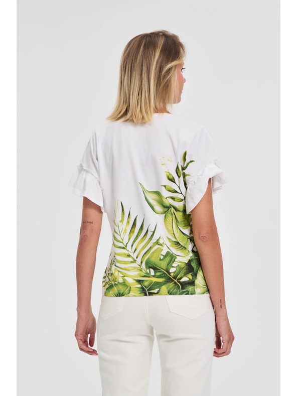 Moodo Biele tričko s potlačou kvetín